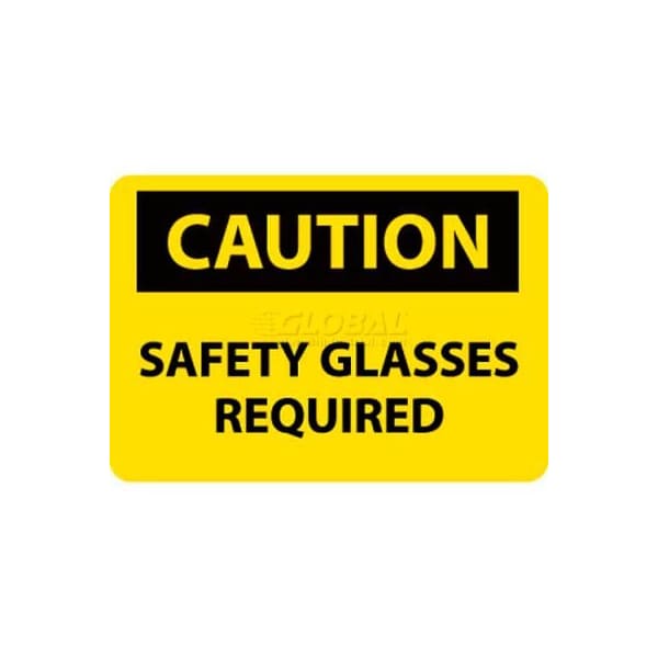 National Marker Co NMC OSHA Sign, Caution Safety Glasses Required, 10in X 14in, Yellow/Black C600RB - main